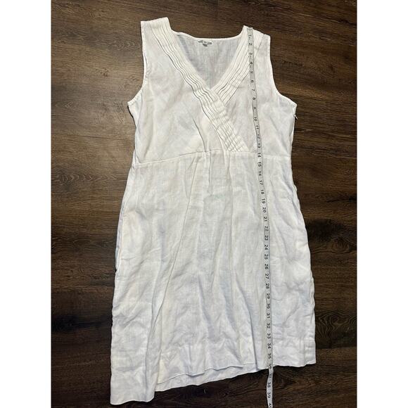Garnet Hill Women's White Linen Sleeveless Dress Size 8 100% Linen Midi Dress - Picture 5 of 8